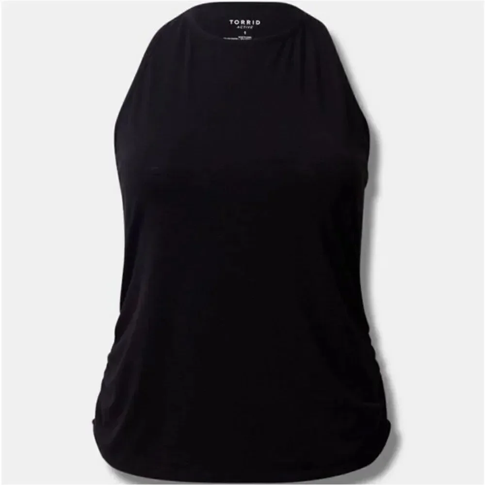 Torrid Knit Side Ruched Crew Neck Sleeveless Active Tank